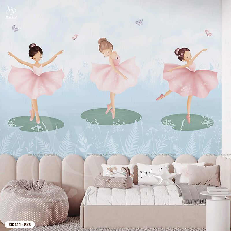  Tranh Dán Tường Tone Hồng Dành Cho Bé Gái 8D 16D - KID311 