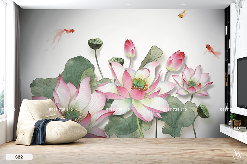  Tranh Dán Tường Hoa Sen 8D 16D - S22 
