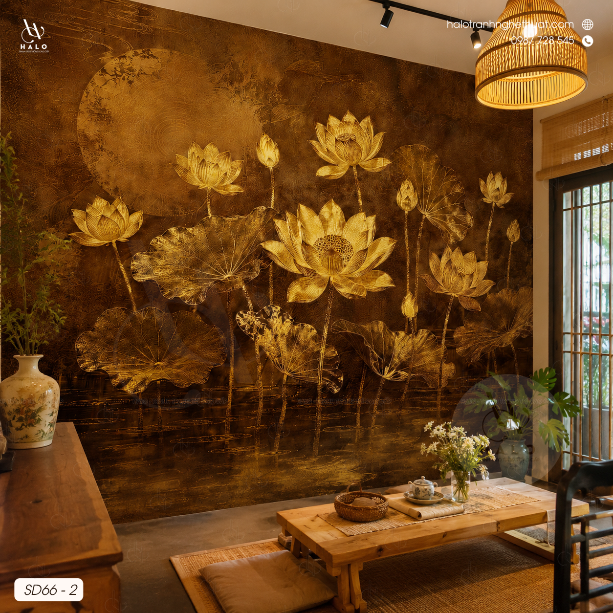  Tranh Dán Tường Hoa Sen 8D 16D - SD66 - 2 