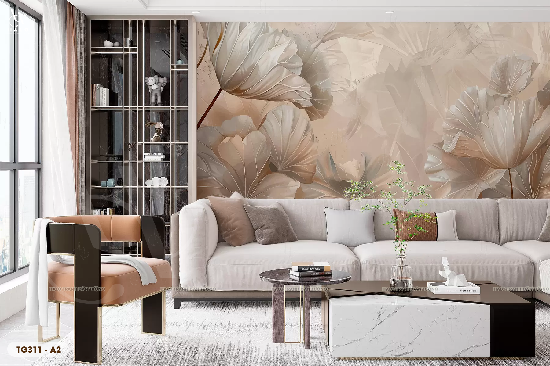  Tranh Dán Tường Lá Tối Giản 8D 16D - TG311 