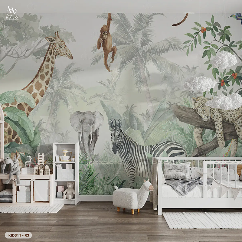  Tranh Dán Tường Động Vật Rừng Trẻ Em  8D 16D - KID311 