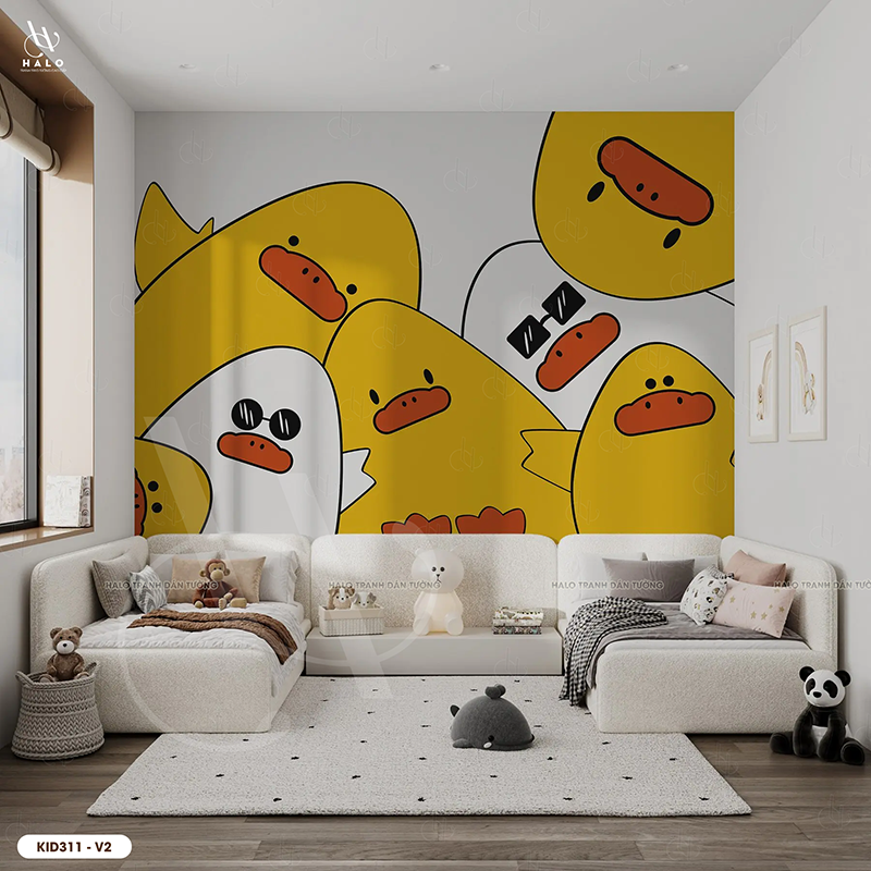  Tranh Dán Tường Tone Vàng Đáng Yêu Cho Trẻ 8D 16D - KID311 