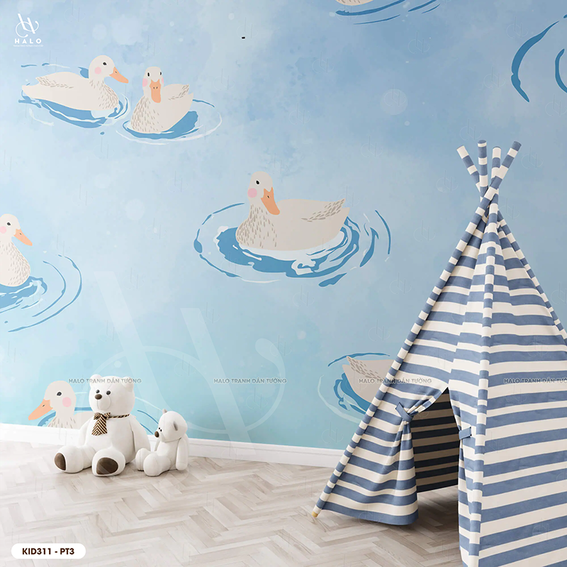  Tranh Dán Tường Tone Xanh Dành Cho Bé Trai 8D 16D - KID311 