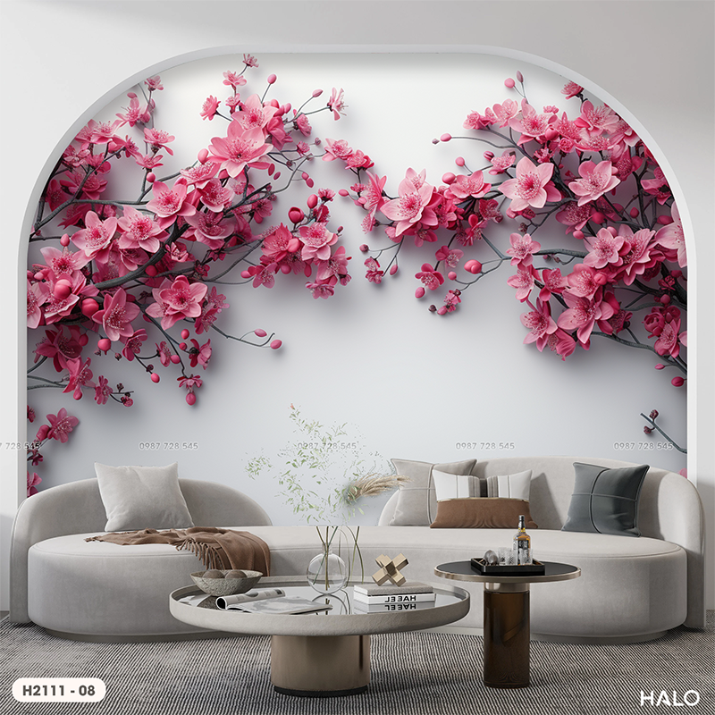  Tranh Dán Tường  Hoa 8D 16D - H211 