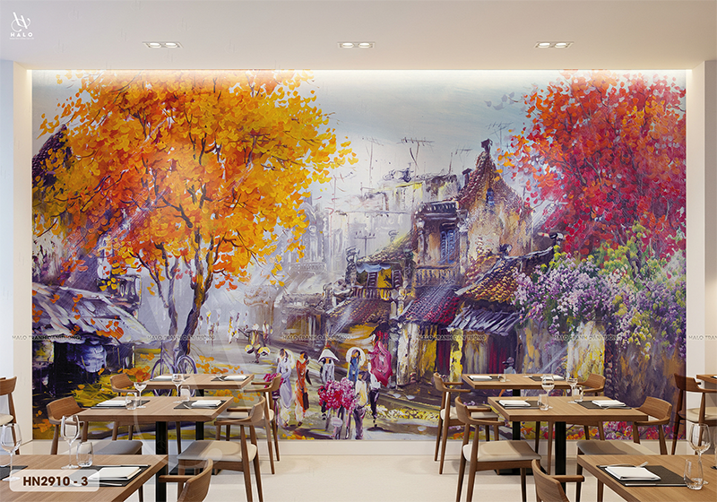  Tranh dán tường Hà Nội phố - HN2910 