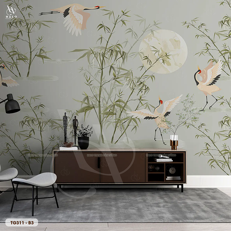  Tranh Dán Tường Cây Trúc Tối Giản 8D 16D - TG311 