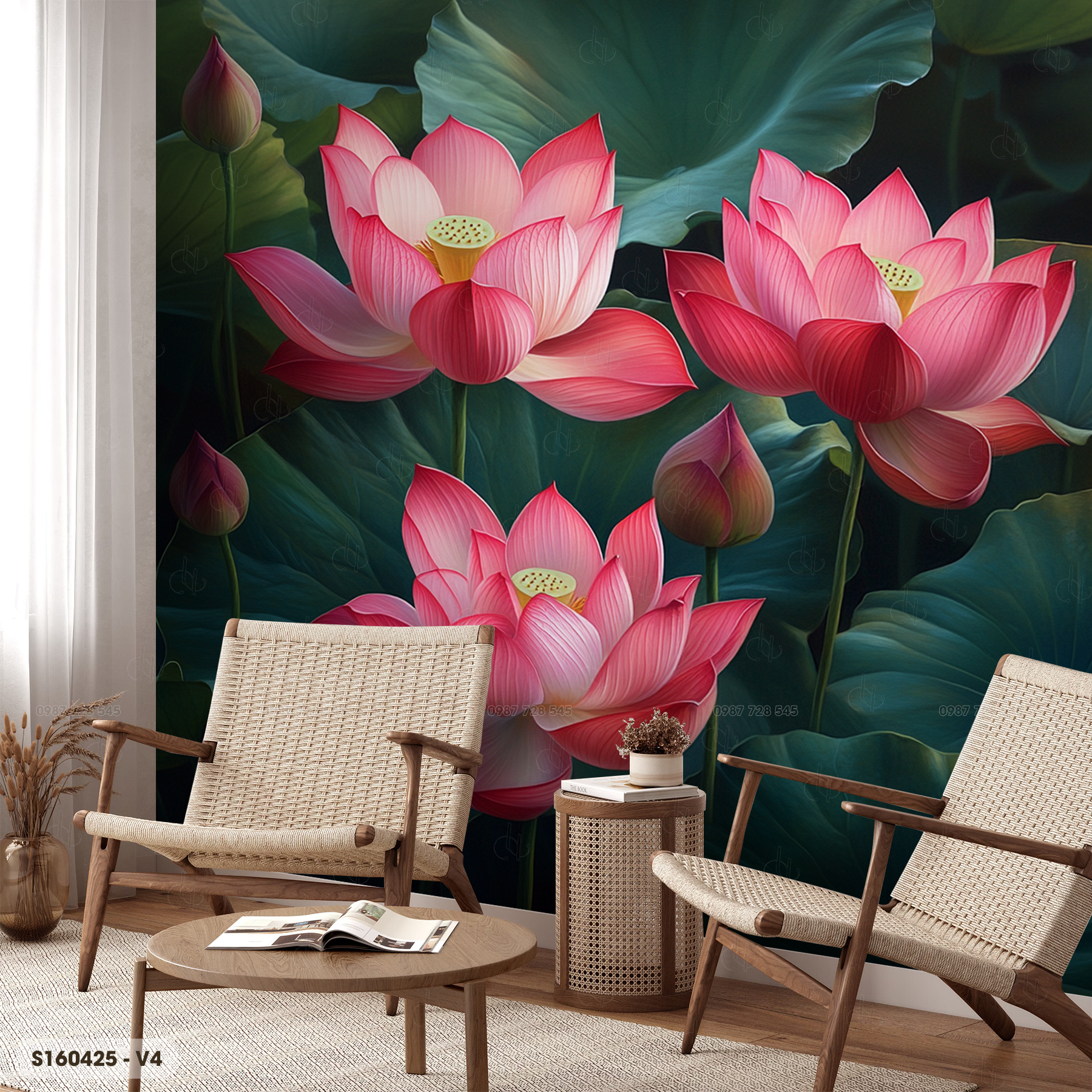  Tranh Dán Tường Hoa Sen 8D 16D - S160425 