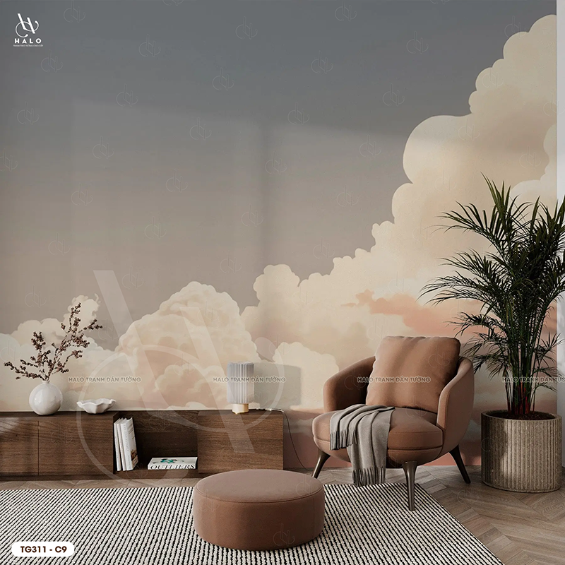  Tranh Dán Tường Bầu Trời Mây Tối Giản 8D 16D - TG311 