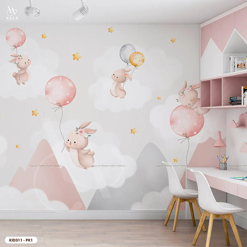  Tranh Dán Tường Tone Hồng Dành Cho Bé Gái 8D 16D - KID311 