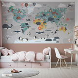  Tranh Dán Tường Bản Đồ Động Vật Thế Giới 8D 16D - MK278 