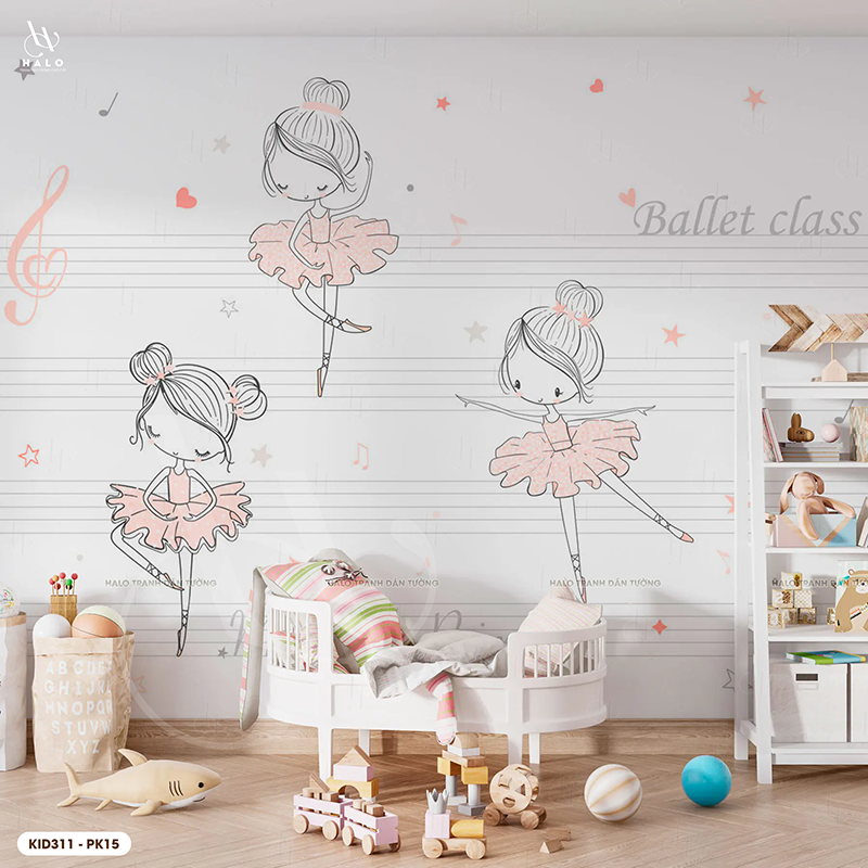  Tranh Dán Tường Tone Hồng Dành Cho Bé Gái 8D 16D - KID311 