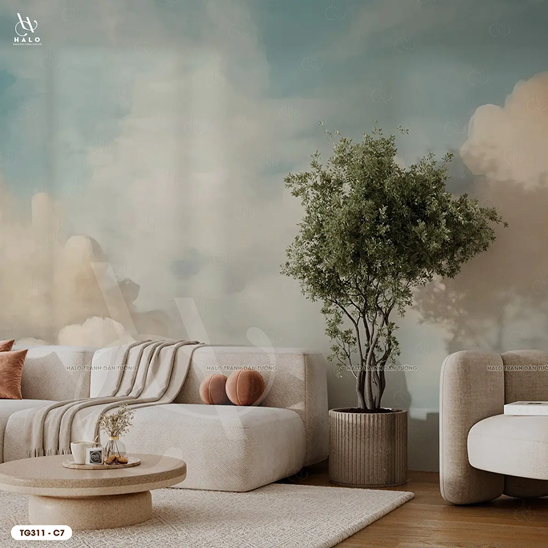  Tranh Dán Tường Bầu Trời Mây Tối Giản 8D 16D - TG311 