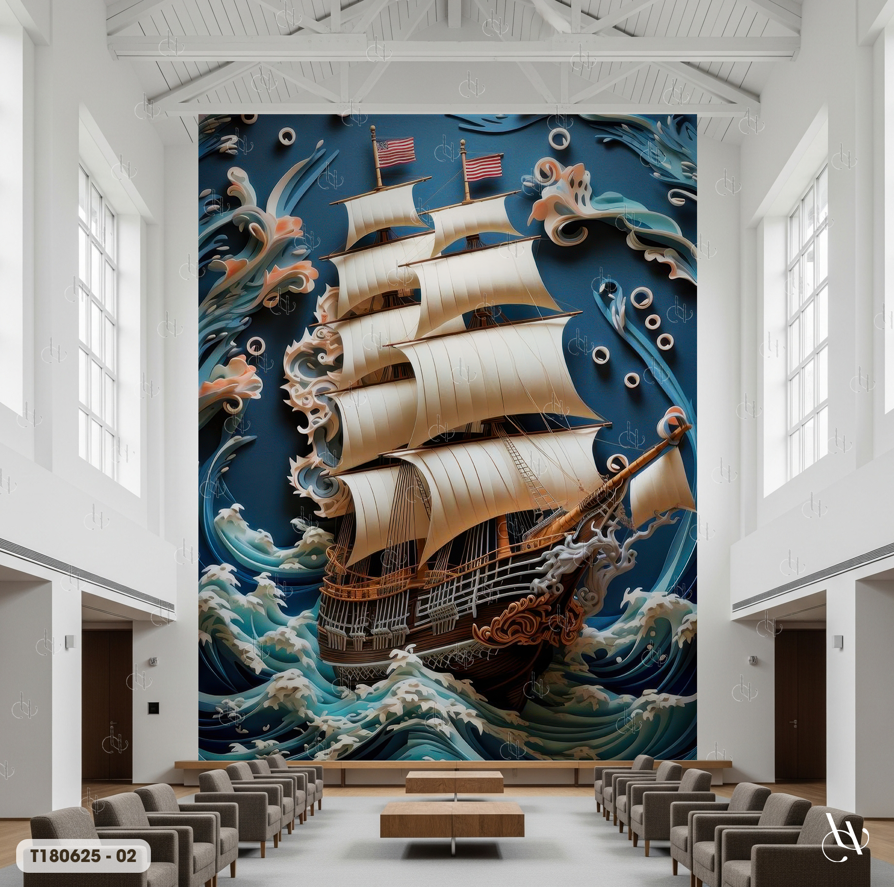  Tranh Dán Tường Thuận Buồm Xuôi Gió  8D 16D - PC030625 