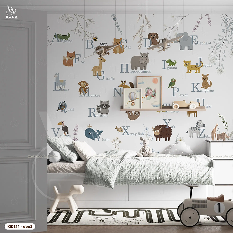  Tranh Dán Tường Bảng Chữ Cái Trẻ Em 8D 16D - KID311 