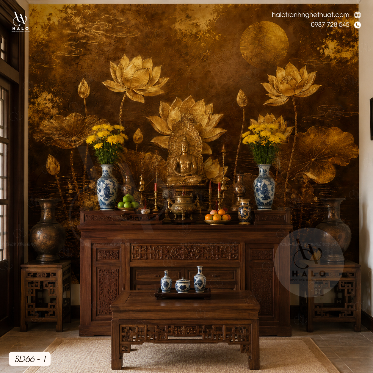  Tranh Dán Tường Hoa Sen 8D 16D - SD66 - 1 