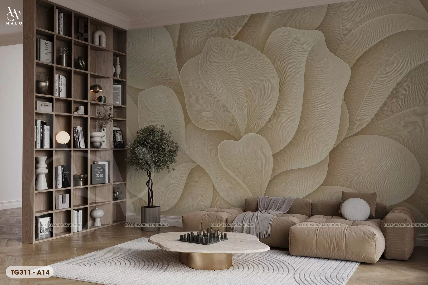  Tranh Dán Tường Lá Tối Giản 8D 16D - TG311 