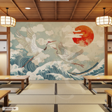  Tranh Dán Tường Sóng Và Hạc Nhật Bản - JP1711 