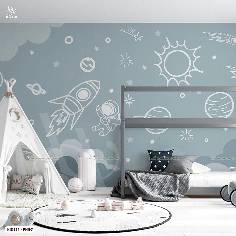  Tranh Dán Tường Phi Hành Gia Cho Trẻ 8D 16D - KID311 