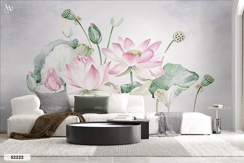  Tranh Dán Tường Hoa Sen 8D 16D - S2222 