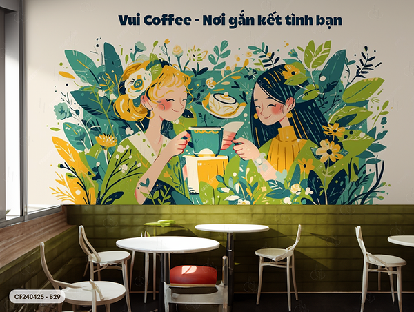  Tranh Dán Tường Cà Phê  8D 16D - CF240425-B 