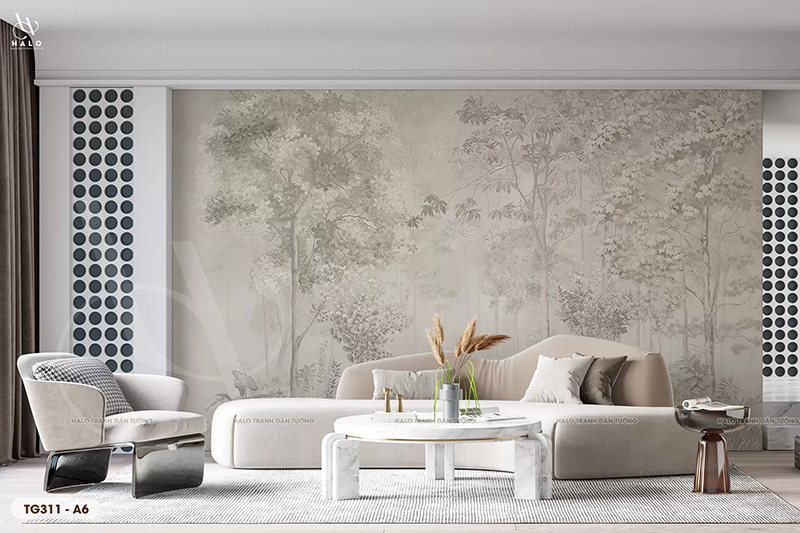 Tranh Dán Tường Rừng Tối Giản 8D 16D - TG311 