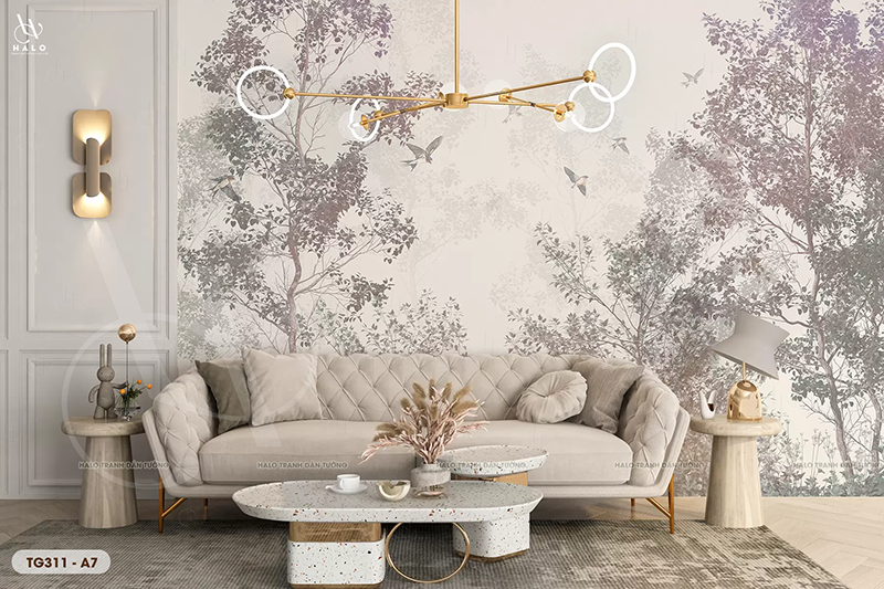  Tranh Dán Tường Rừng Tối Giản 8D 16D - TG311 