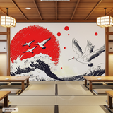  Tranh Dán Tường Sóng Và Hạc Nhật Bản - JP1711 