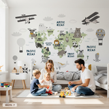  Tranh Dán Tường Bản Đồ Động Vật Thế Giới 8D 16D - MK278 