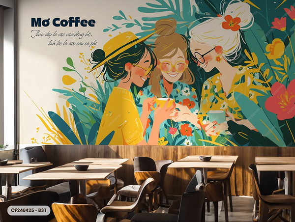  Tranh Dán Tường Cà Phê  8D 16D - CF240425-B 