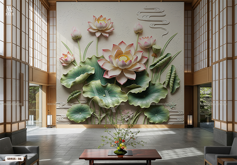  Tranh Dán Tường Hoa Sen 8D 16D - S5925 