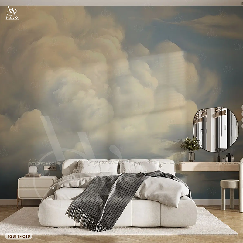  Tranh Dán Tường Bầu Trời Mây Tối Giản 8D 16D - TG311 