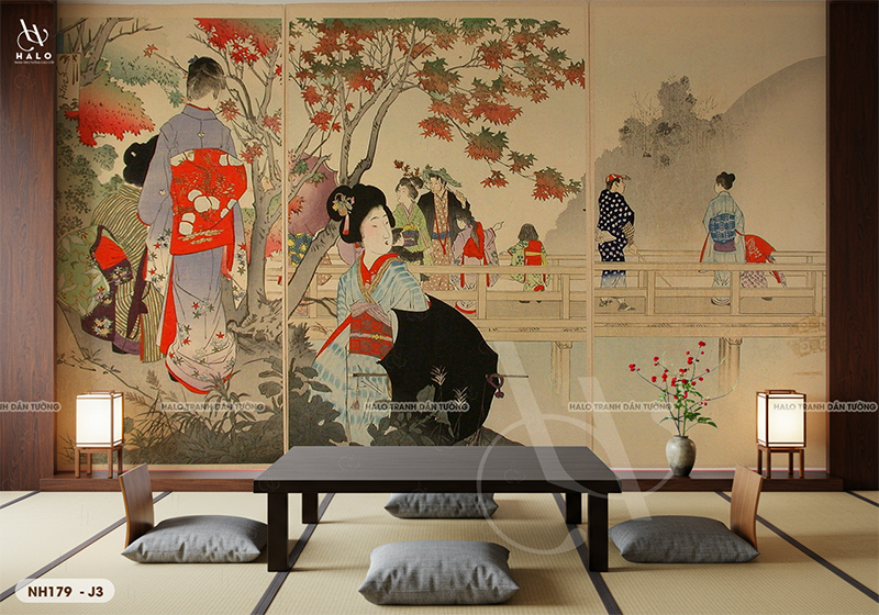  Tranh Dán Tường Nhà Hàng Nhật Bản Cổ Điển - NH179 