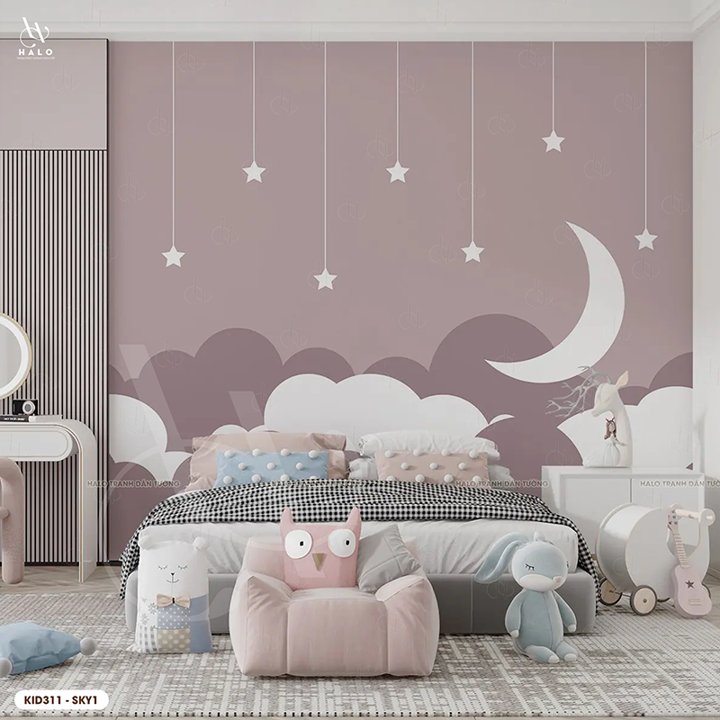  Tranh Dán Tường Tone Hồng Dành Cho Bé Gái 8D 16D - KID311 