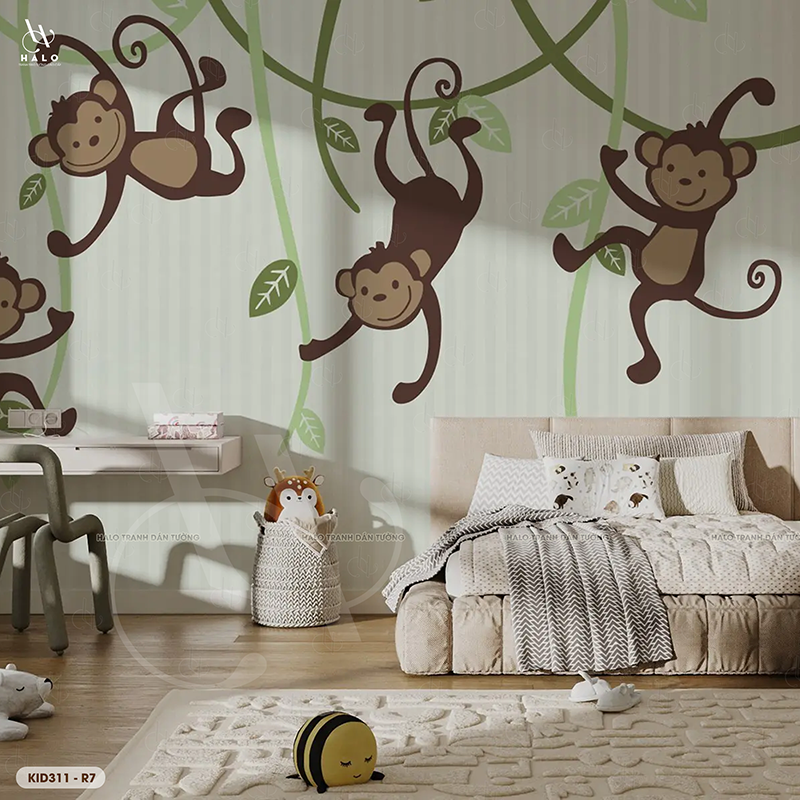  Tranh Dán Tường Động Vật Rừng Trẻ Em  8D 16D - KID311 