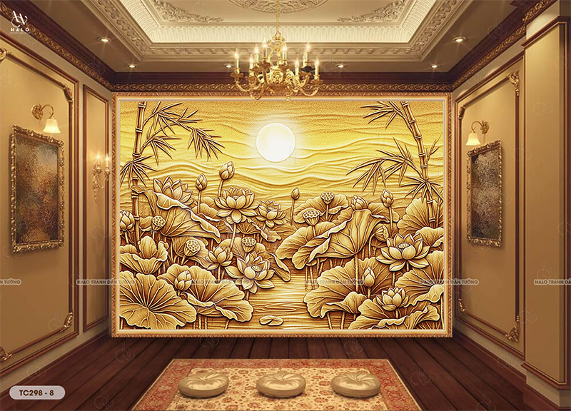  Tranh Dán Tường Sen Vàng 8D 16D - TC298 