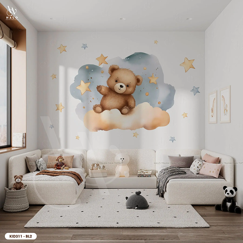  Tranh Dán Tường Tone Xanh Dành Cho Bé Trai 8D 16D - KID311 