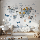  Tranh Dán Tường Bản Đồ Động Vật Thế Giới 8D 16D - MK278 