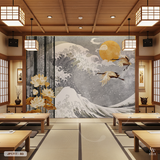  Tranh Dán Tường Sóng Và Hạc Nhật Bản - JP1711 