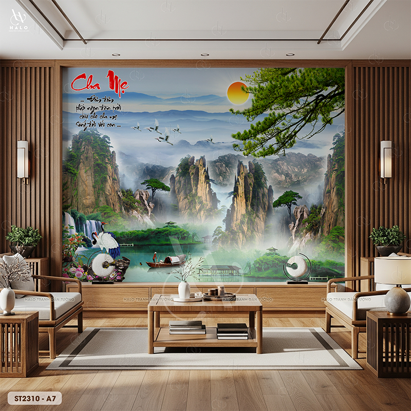  Tranh Dán Tường Sơn Thủy  8D 16D - ST2310 