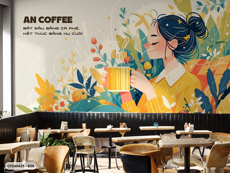  Tranh Dán Tường Cà Phê  8D 16D - CF240425-B 