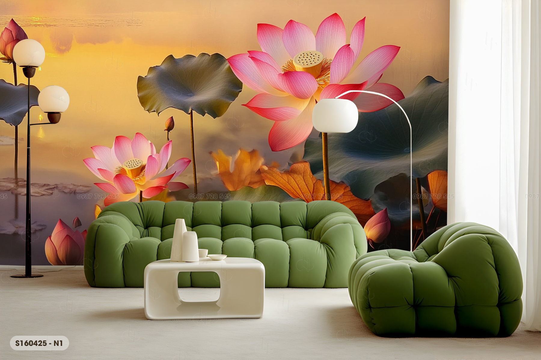  Tranh Dán Tường Hoa Sen 8D 16D - S160425 