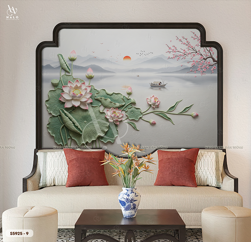  Tranh Dán Tường Hoa Sen 8D 16D - S5925 