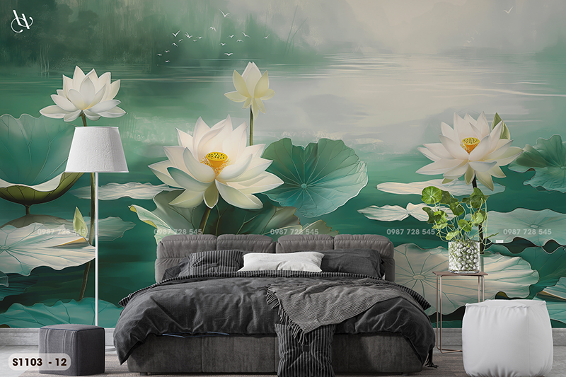  Tranh Dán Tường Hoa Sen 8D 16D - S1103 