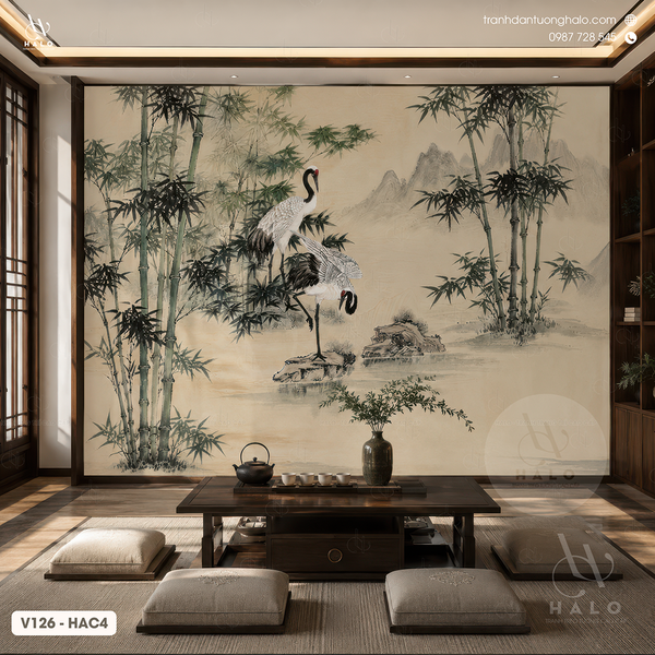  Tranh Dán Tường Chim Hạc - V126 - HAC4 