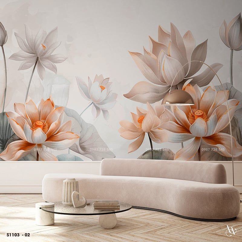  Tranh Dán Tường Hoa Sen 8D 16D - S1103 