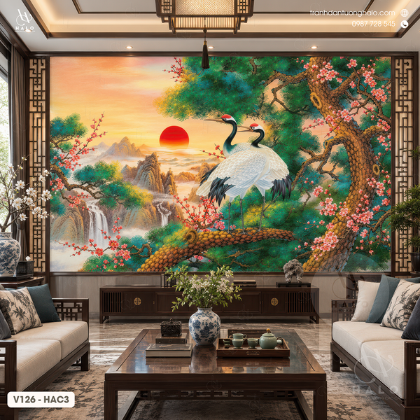  Tranh Dán Tường Chim Hạc - V126 - HAC3 