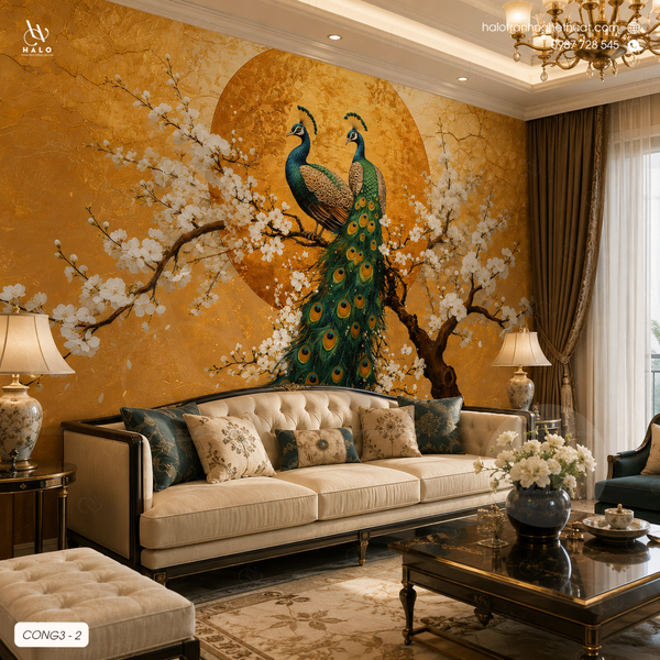  Tranh Dán Khổng Tước Uyên Ương - CONG3 - 2 