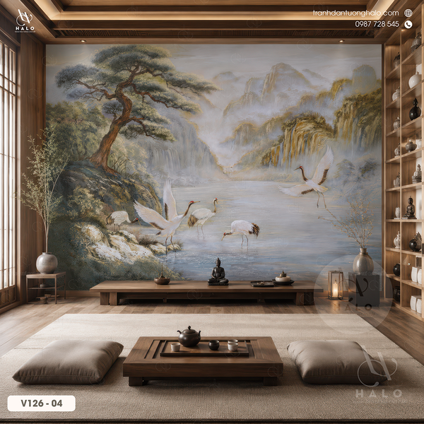  Tranh Dán Tường Chim Hạc - V126 - 04 