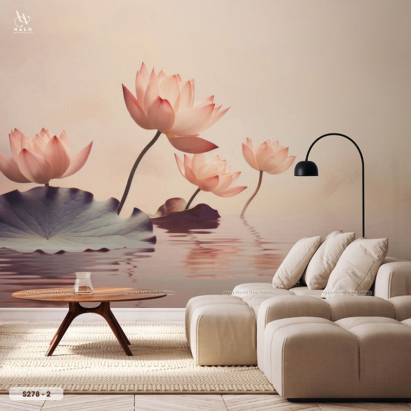  Tranh Dán Tường Hoa Sen 8D 16D - S278 
