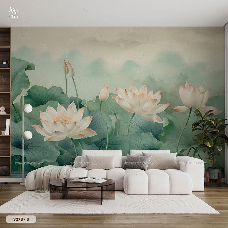  Tranh Dán Tường Hoa Sen 8D 16D - S278 